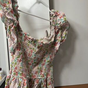 Floral Smocked Top with Ruffle Sleeves